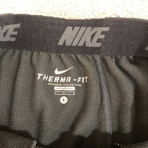 Nike Pants Men Large Black Joggers Sweatpants Therma-Fit Basketball Swoosh Logo - Picture 6 of 13